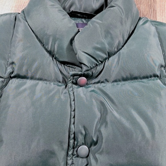 Vtg Lands End Unisex Goose Down Puffer Vest Snap Button Size Large Hunter Green - Picture 3 of 10